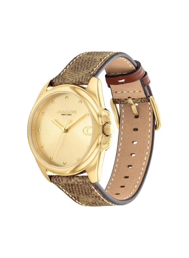 COACH  3-Hand Greyson Collection Quartz Movement Watch For Women With Brown Pvc Strap - 14504111 for Women | Best Price UAE